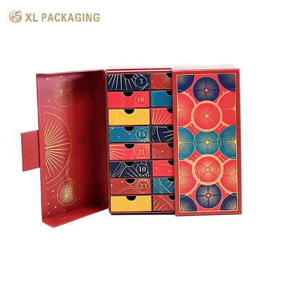 OEM Luxury Full Gold Foil Holiday Advent Calendar Картонная коллекция Подарочная бумажная коробка набор с 24 шт.
