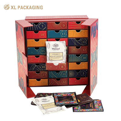 Купить XL Packaging Custom Luxury Boxes OEM 24 ящик Календарь пришествия Коробка чайная сумка Торба с горячим шоколадом Торба с горячим кофе Календарь Бумажная коробка для подарка Производство в сети
