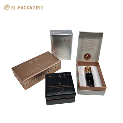 Купить XL Packaging Custom Printed Cosmetic Boxes Embossing Hinged Cosmetic Paper Box Rose Gold Foil LOGO Для бутылки для ухода за кожей Производство в сети