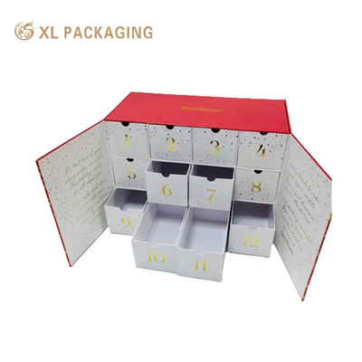 Купить XL Упаковка Индивидуальные Роскошные Коробки Рождественская Печать Дизайн Адвент Календарь Коробка 12 24 Дня Звезда Дерево Тип Внутри Полноцветная Косметика Подарочная Коробка Производство в сети