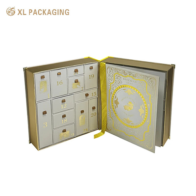 Купить XL Packaging Custom Packaging Box Factory Luxury Skin Care Advent Calendar Box Classic Collector's Book Design With Gold Foil Logo For Christmas (Классная коллекционная книга с золотой фольгой и логотипом на Рождество) Производство в сети