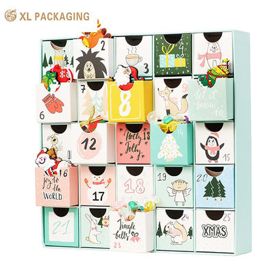 XL Packaging Custom Luxury Boxes Custom Design Christmas Cosmetic Advent Calendar Box 24 Days Calendar Бумажная упаковка Шоколадные печенье Конфеты Подарочная коробка