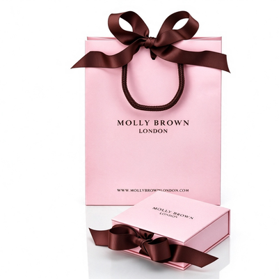 Pink Chocolate Paper Jewelry Box Set Pre-Tied Ribbon Magnet Closure Shopping Bag